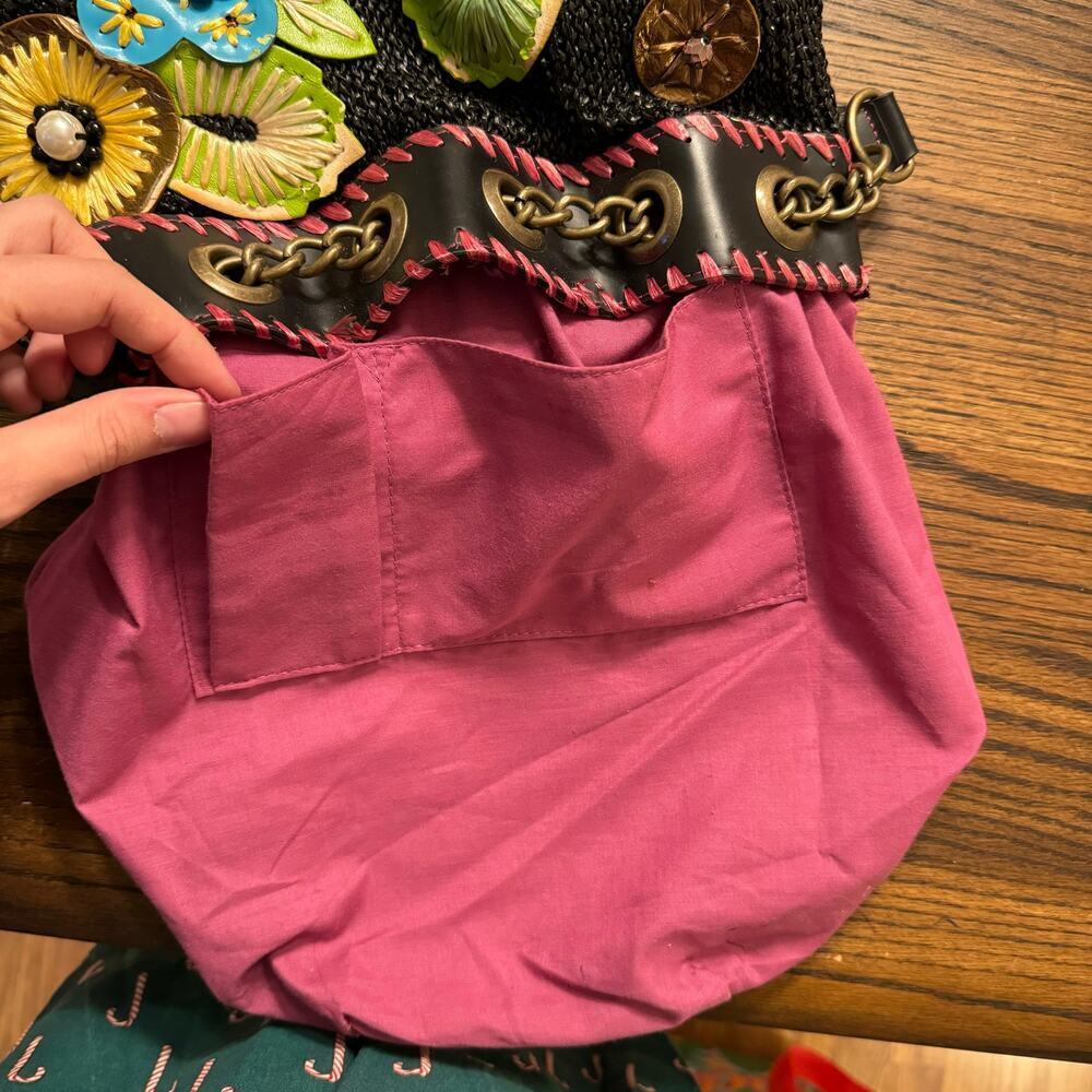 Vintage Y2K Tua Braccialini Collectors Shoulder Bag Vibrant Handbag Floral Pearl - Picture 12 of 16